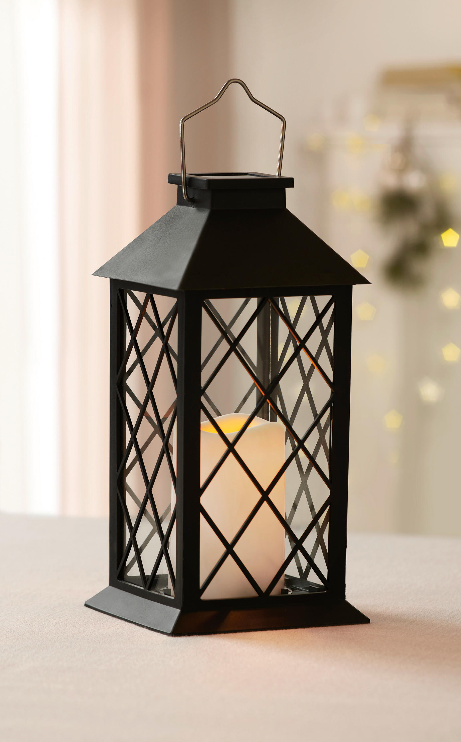 LED-LATERNE - Klar/Schwarz, LIFESTYLE, Glas/Kunststoff (14/32/14cm) - X-Mas