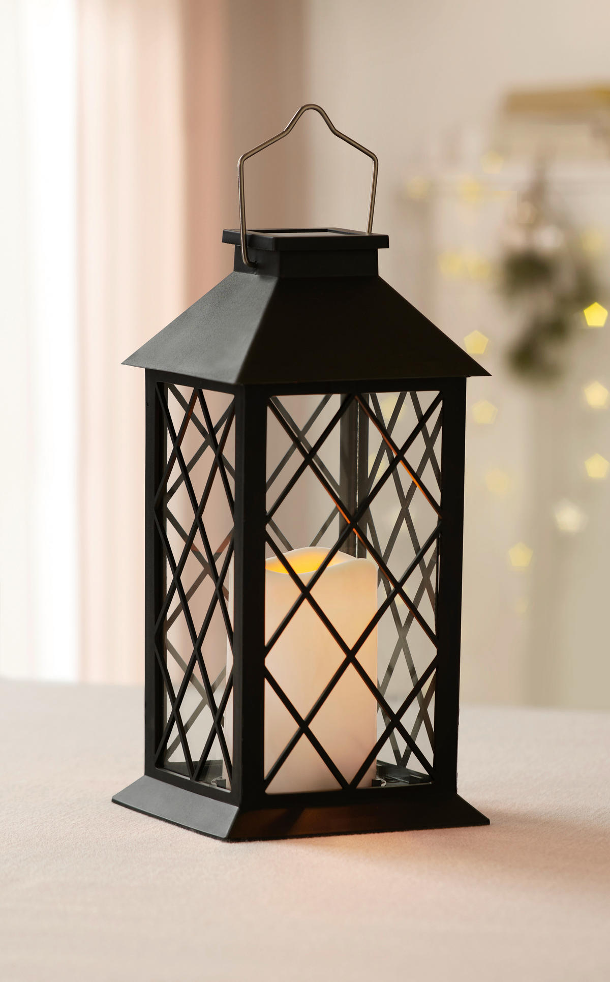 LED-LATERNE - Klar/Schwarz, LIFESTYLE, Glas/Kunststoff (14/32/14cm) - X-Mas