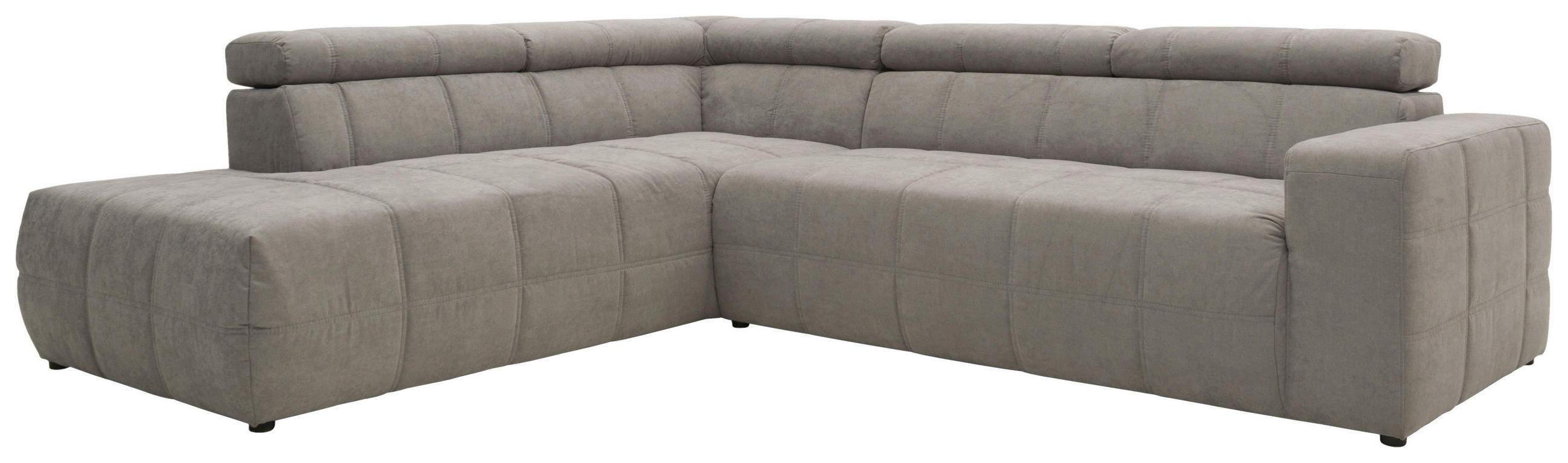 ECKSOFA Silberfarben Mikrofaser Kopfteilverstellung  - Silberfarben/Schwarz, Design, Kunststoff/Textil (228/275cm) - MID.YOU