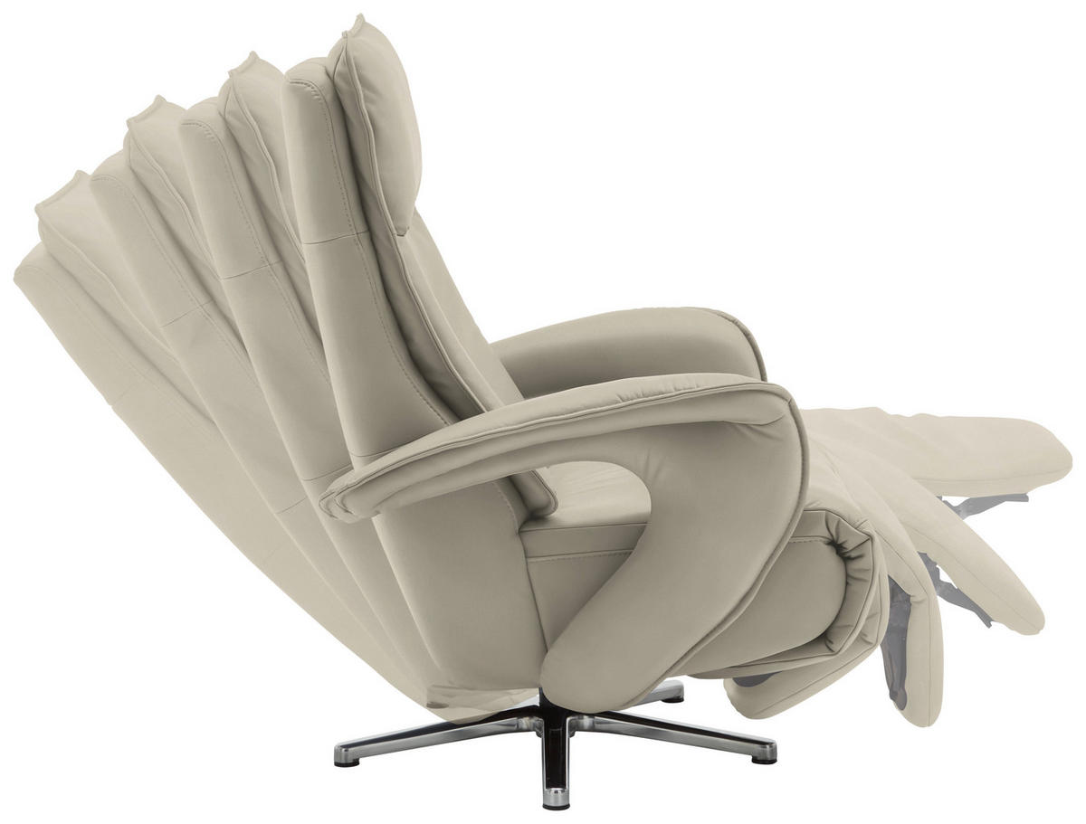 RELAXSESSEL in Leder Ecru  - Chromfarben/Ecru, Design, Leder/Metall (77/110/87cm) - Valdera
