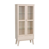 VITRINSKÅP i massiv ek vit, ekfärgad  - vit/ekfärgad, Design, glas/trä (82/185/40cm) - Rowico