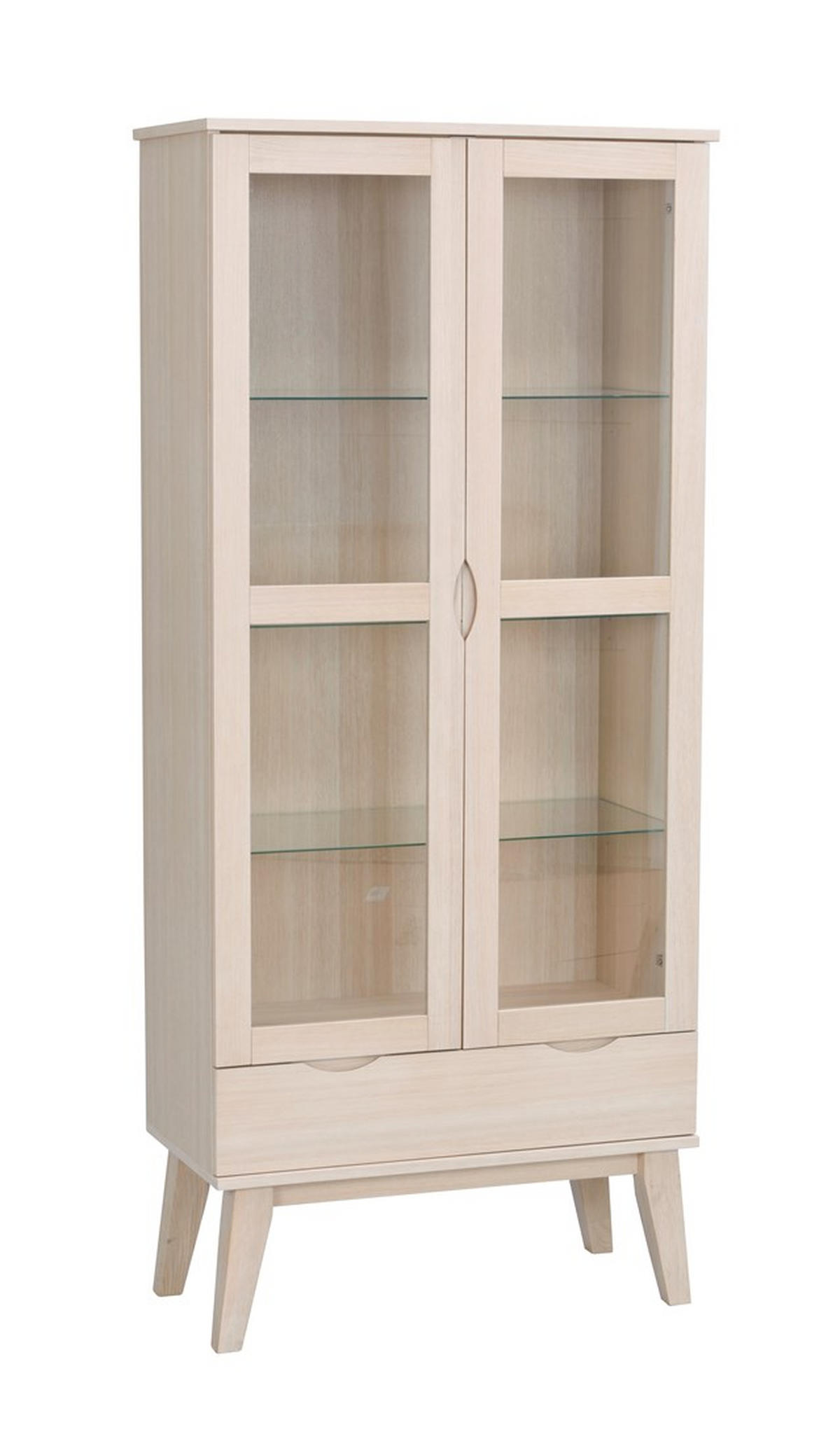 VITRINSKÅP i massiv ek vit, ekfärgad  - vit/ekfärgad, Design, glas/trä (82/185/40cm) - Rowico