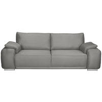 3-SITZER-SOFA Lederlook Hellgrau  - Chromfarben/Hellgrau, KONVENTIONELL, Textil/Metall (241/85/95cm) - Carryhome