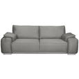 3-SITZER-SOFA Lederlook Hellgrau  - Chromfarben/Hellgrau, KONVENTIONELL, Textil/Metall (241/85/95cm) - Carryhome