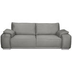 3-SITZER-SOFA Lederlook Hellgrau  - Chromfarben/Hellgrau, KONVENTIONELL, Textil/Metall (241/85/95cm) - Carryhome