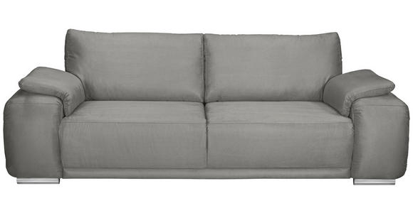 3-SITZER-SOFA Lederlook Hellgrau - Chromfarben/Hellgrau, KONVENTIONELL, Textil/Metall (241/85/95cm) - Carryhome