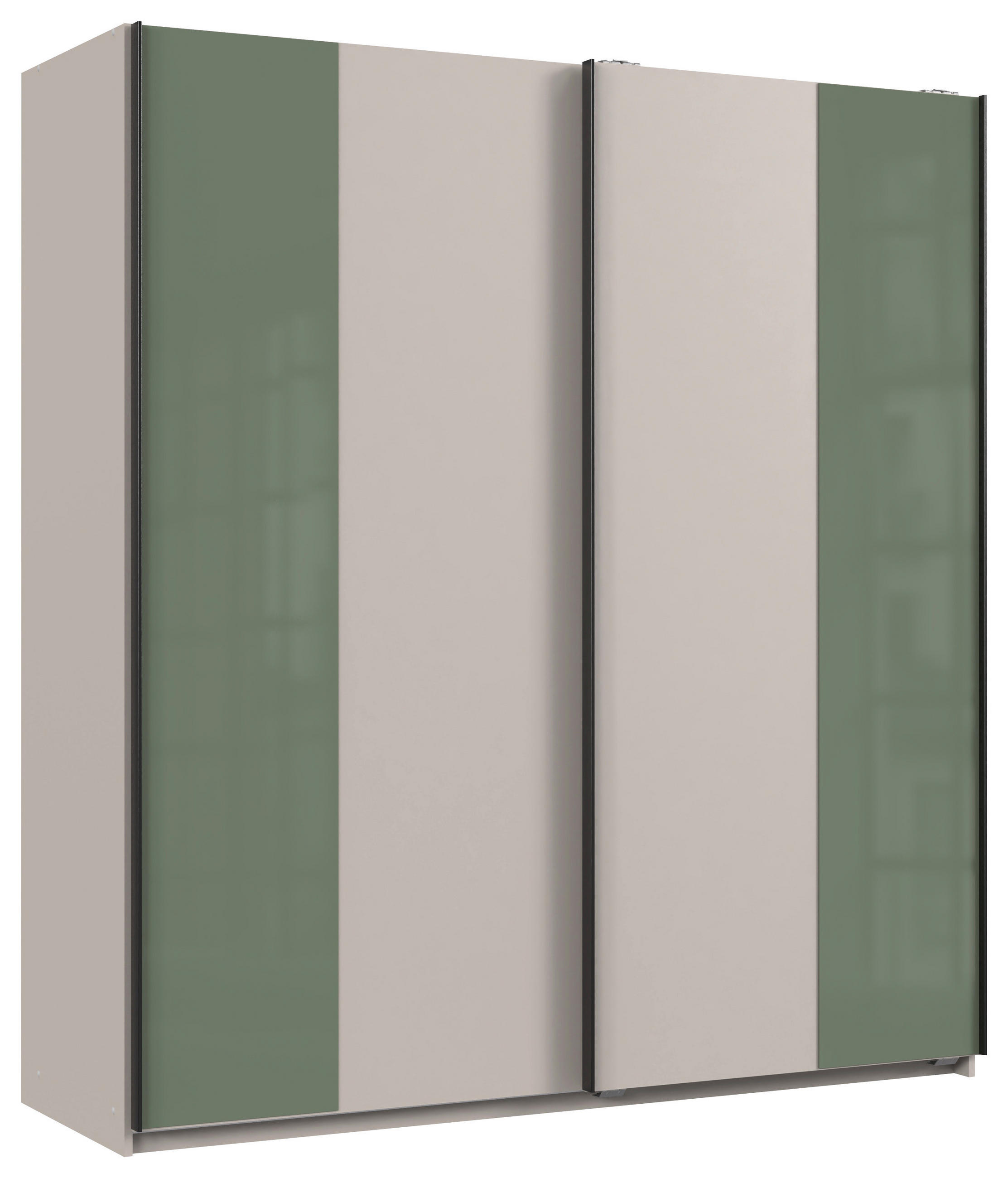 SCHWEBETÜRENSCHRANK  in Grün, Kaschmir  - Kaschmir/Schwarz, MODERN, Glas/Holzwerkstoff (180/198/65cm) - MID.YOU
