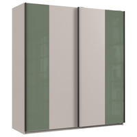 SCHWEBETÜRENSCHRANK Grün, Kaschmir  - Kaschmir/Schwarz, Modern, Glas/Holzwerkstoff (180/198/65cm) - MID.YOU