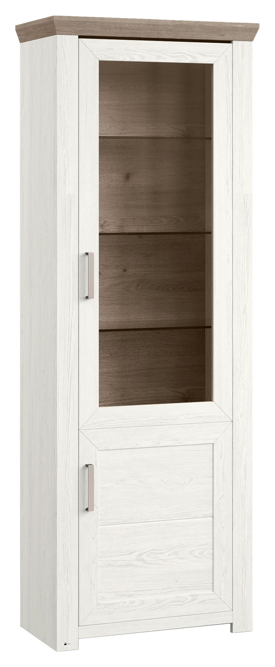 VITRINE in Weiß, Eichefarben  - Eichefarben/Weiß, Design, Glas/Holzwerkstoff (74,5/206,6/42,2cm) - SetOne by Musterring