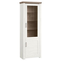 VITRINE in Weiß, Eichefarben  - Eichefarben/Weiß, Design, Glas/Holzwerkstoff (74,5/206,6/42,2cm) - SetOne by Musterring