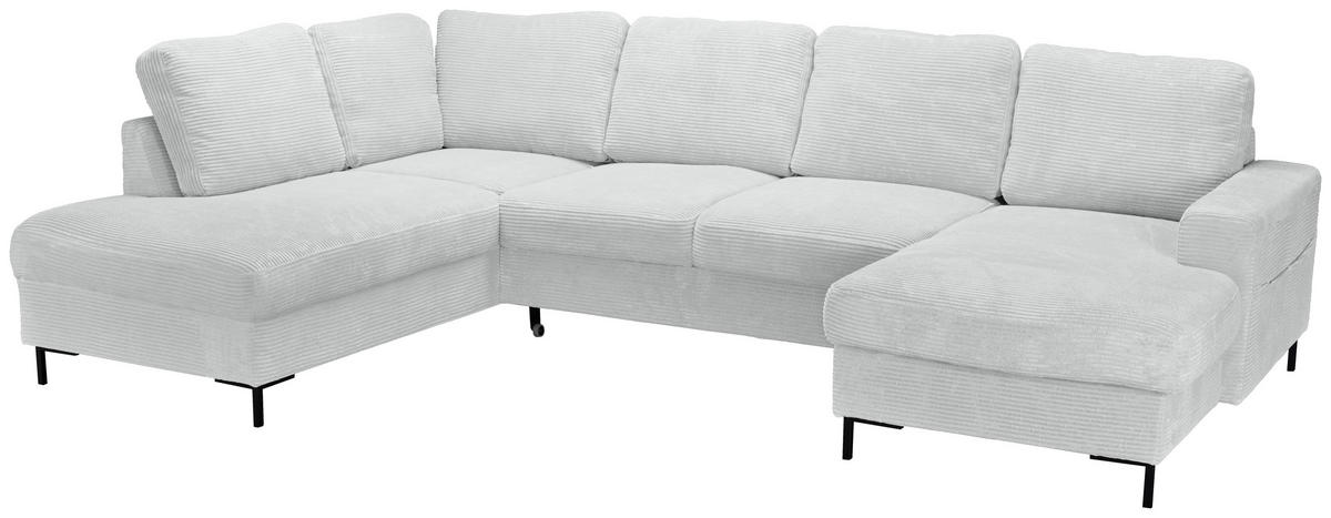 WOHNLANDSCHAFT Naturfarben Cord  - Schwarz/Naturfarben, KONVENTIONELL, Textil/Metall (197/303/148cm) - Carryhome