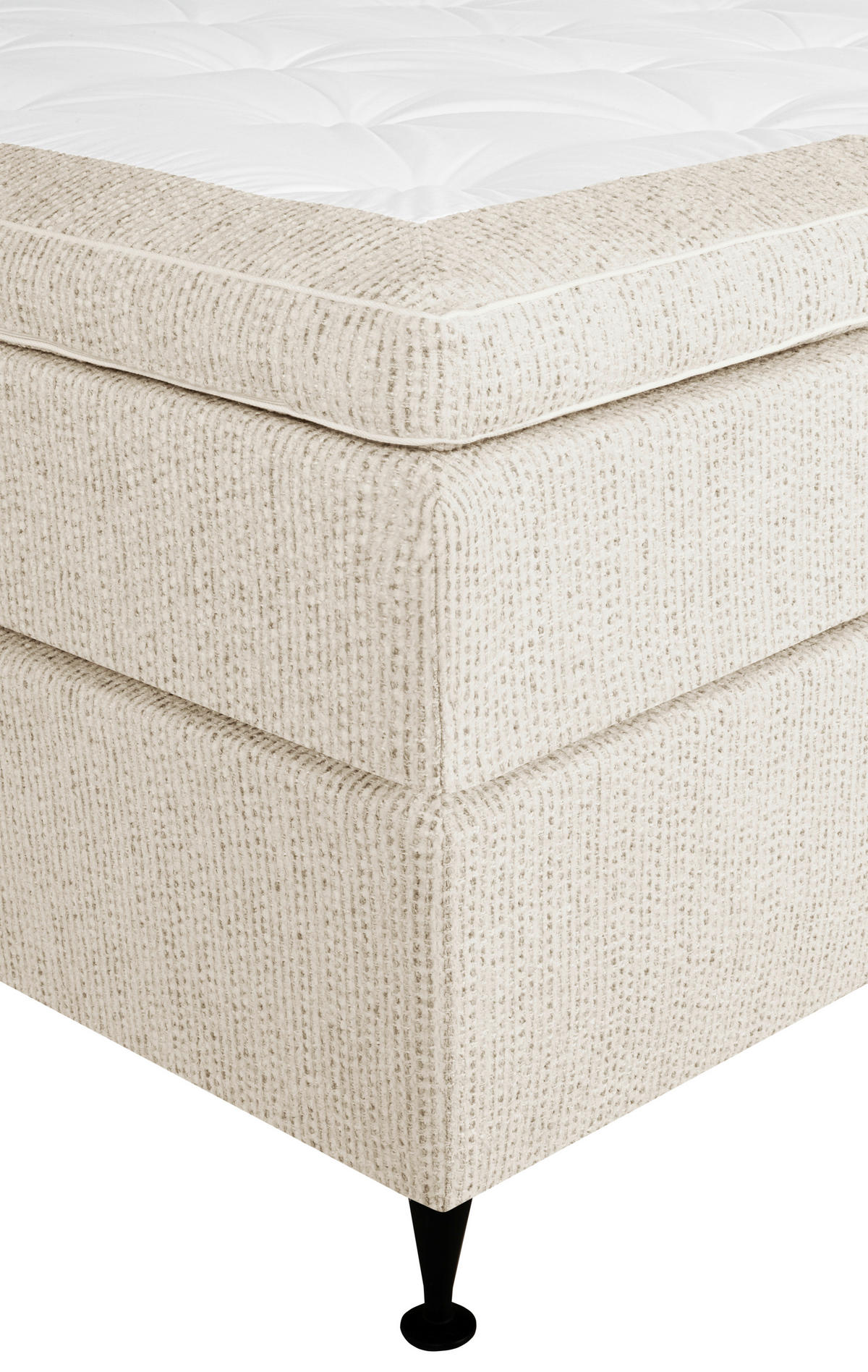 KONTINENTALSÄNG 180/200 cm  i beige  - beige/svart, Klassisk, metall/textil (180/200cm) - Novel