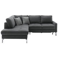 ECKSOFA in Mikrofaser Dunkelgrau  - Chromfarben/Dunkelgrau, Design, Textil/Metall (200/229cm) - Pure Home Lifestyle