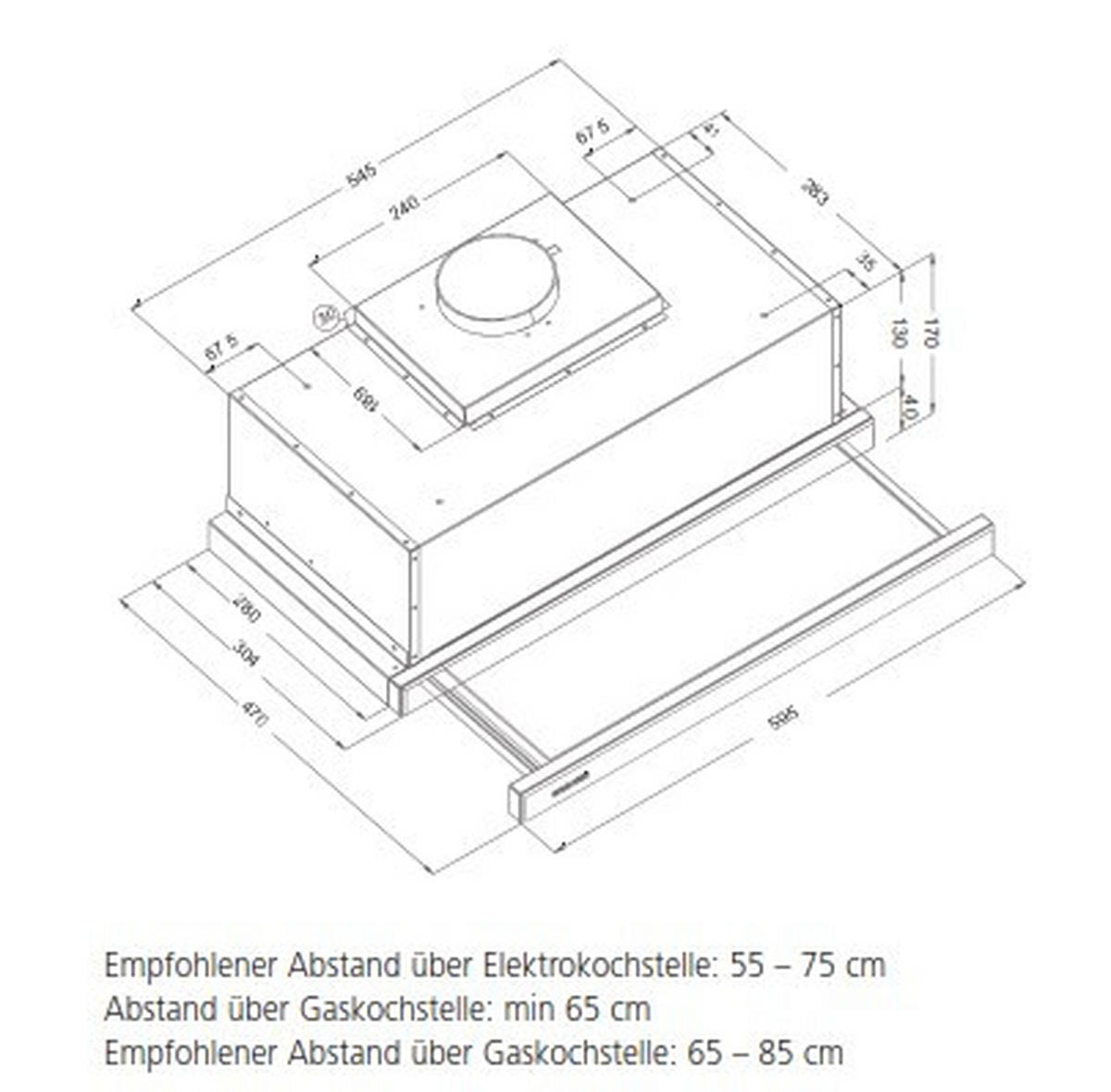 DUNSTABZUGSHAUBE FLA460  - Edelstahlfarben/Schwarz, Basics, Metall (59,5/17,0/30,4cm) - Oranier