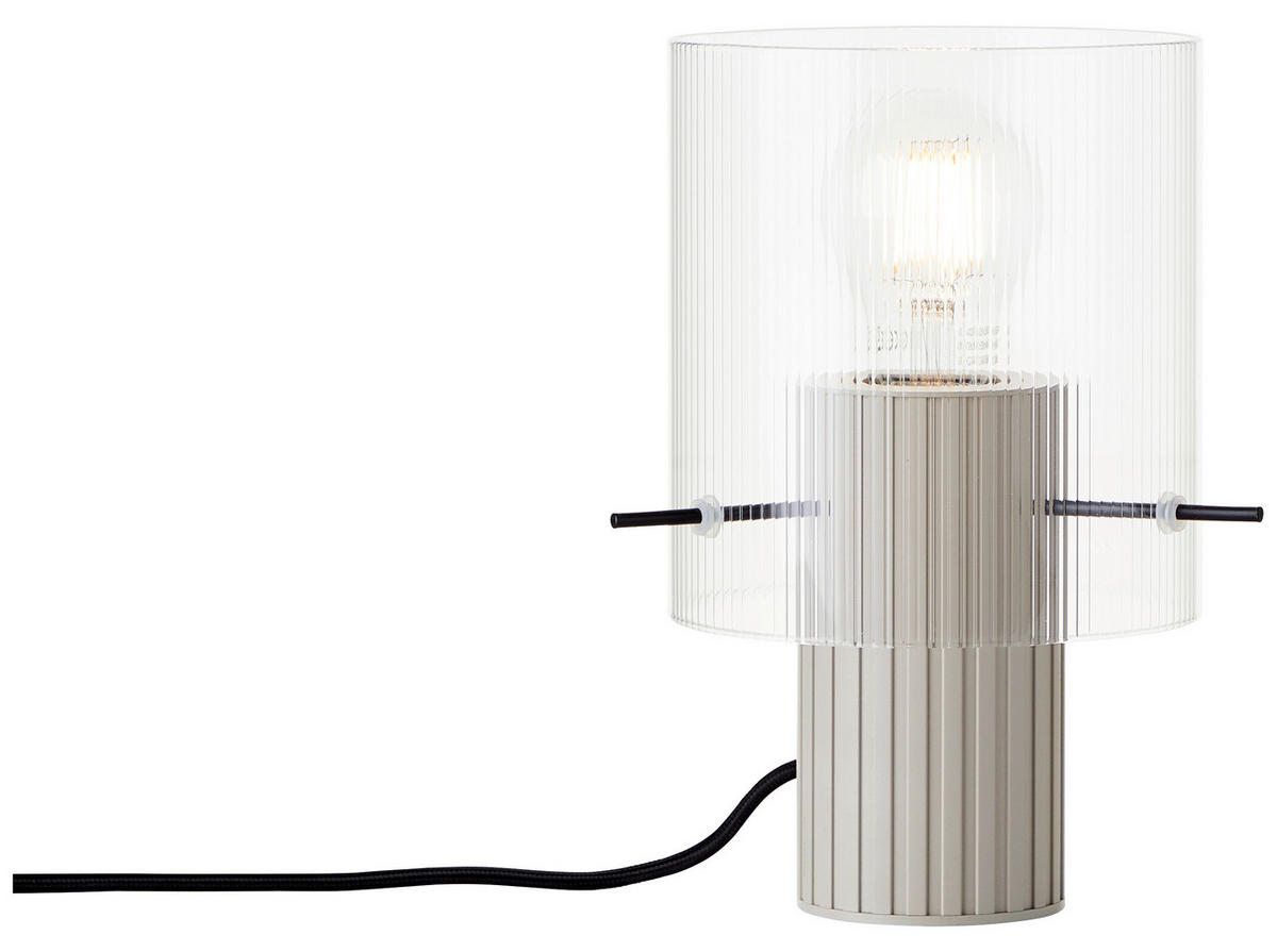 TISCHLEUCHTE - Transparent/Beige, Konventionell, Glas/Metall (14/22cm) - Dieter Knoll