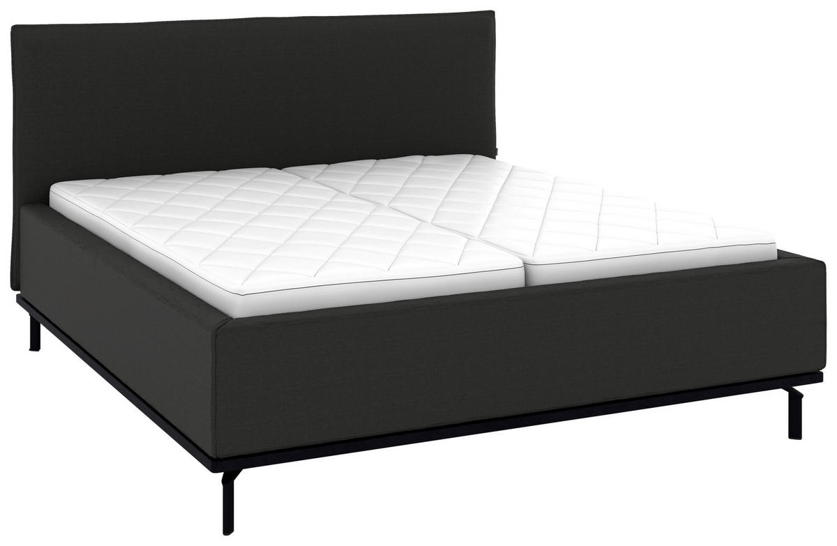 POLSTERBETT 180/200 cm,  in Anthrazit, Matratze, Lattenrost, Bettkasten, H2 + H2 = mittel  - Anthrazit/Graphitfarben, Design, Holz/Textil (180/200cm) - Musterring