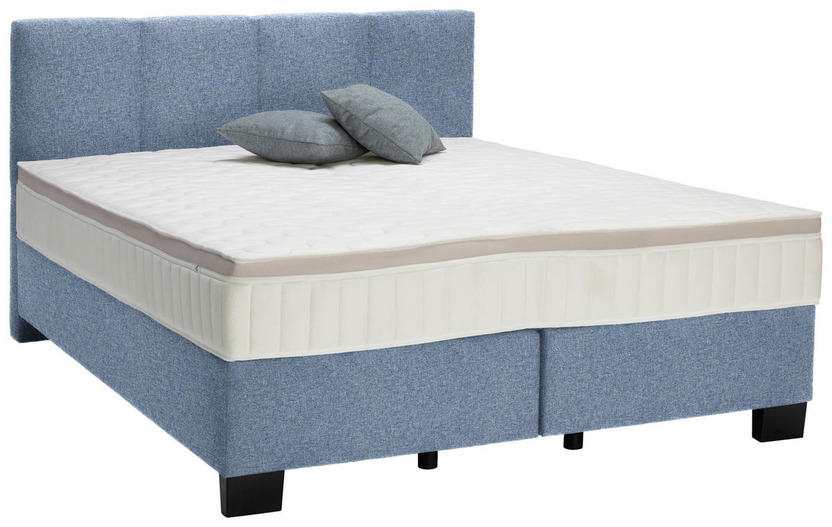 BOXSPRINGBETT 200/200 cm  in Blau  - Blau/Schwarz, Design, Kunststoff/Textil (200/200cm) - Hom`in