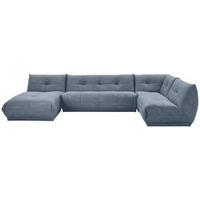 WOHNLANDSCHAFT Blaugrau Lederlook  - Blaugrau, Trend, Textil (185/390/210cm) - Livetastic