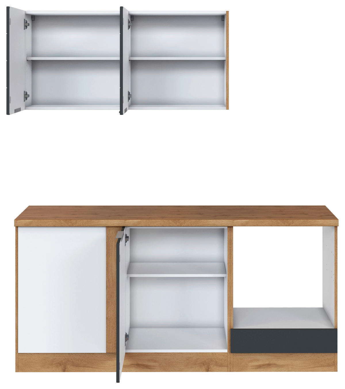 ECKKÜCHE 240/180 cm  in Grau, Eiche Wotan  - Eiche Wotan/Grau, Design, Holzwerkstoff/Metall (240/180cm) - Held