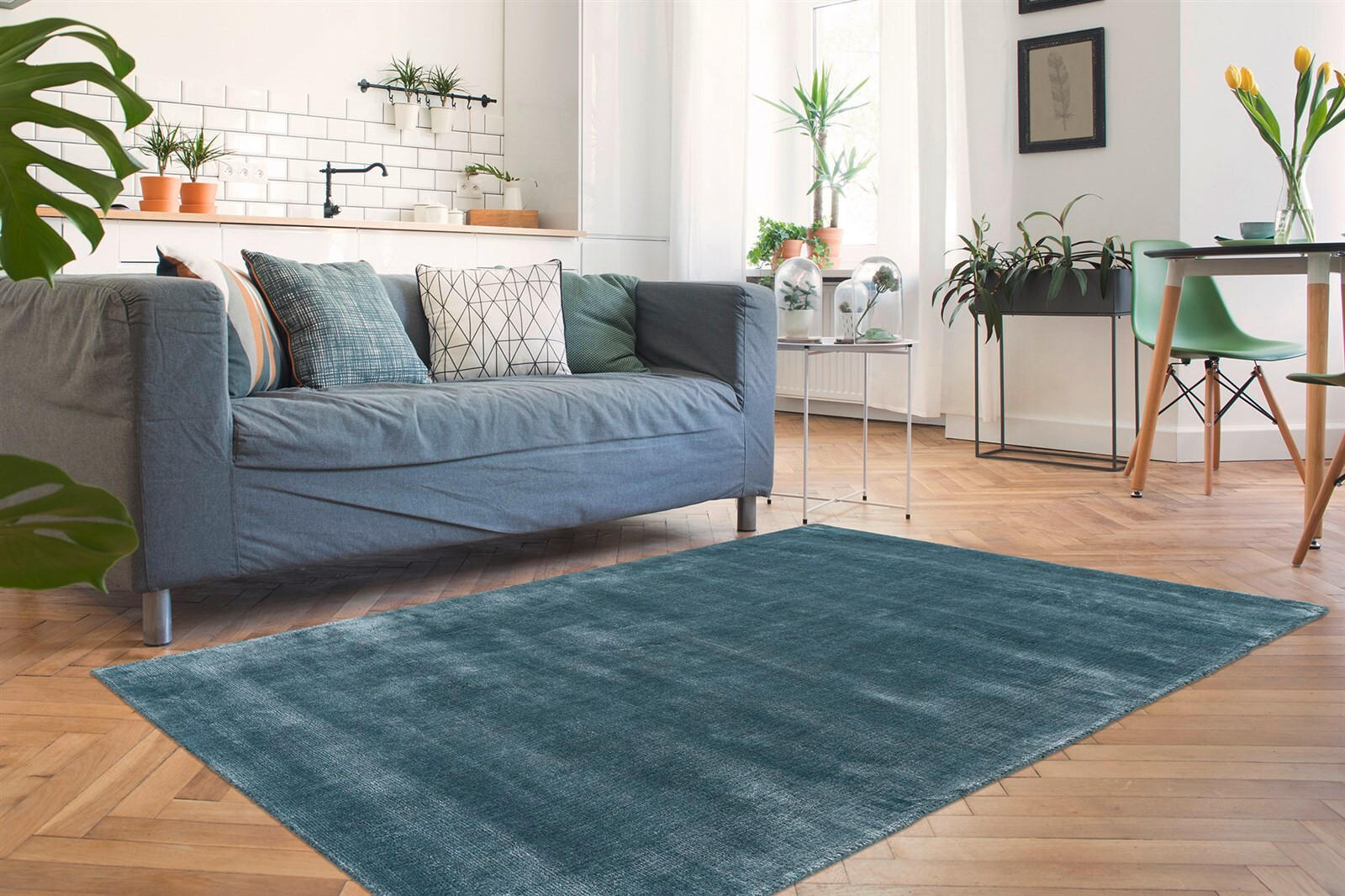 TEPPICH 160/230 cm Village 125 Blau Blau  - Blau, KONVENTIONELL, Textil (160/230cm)
