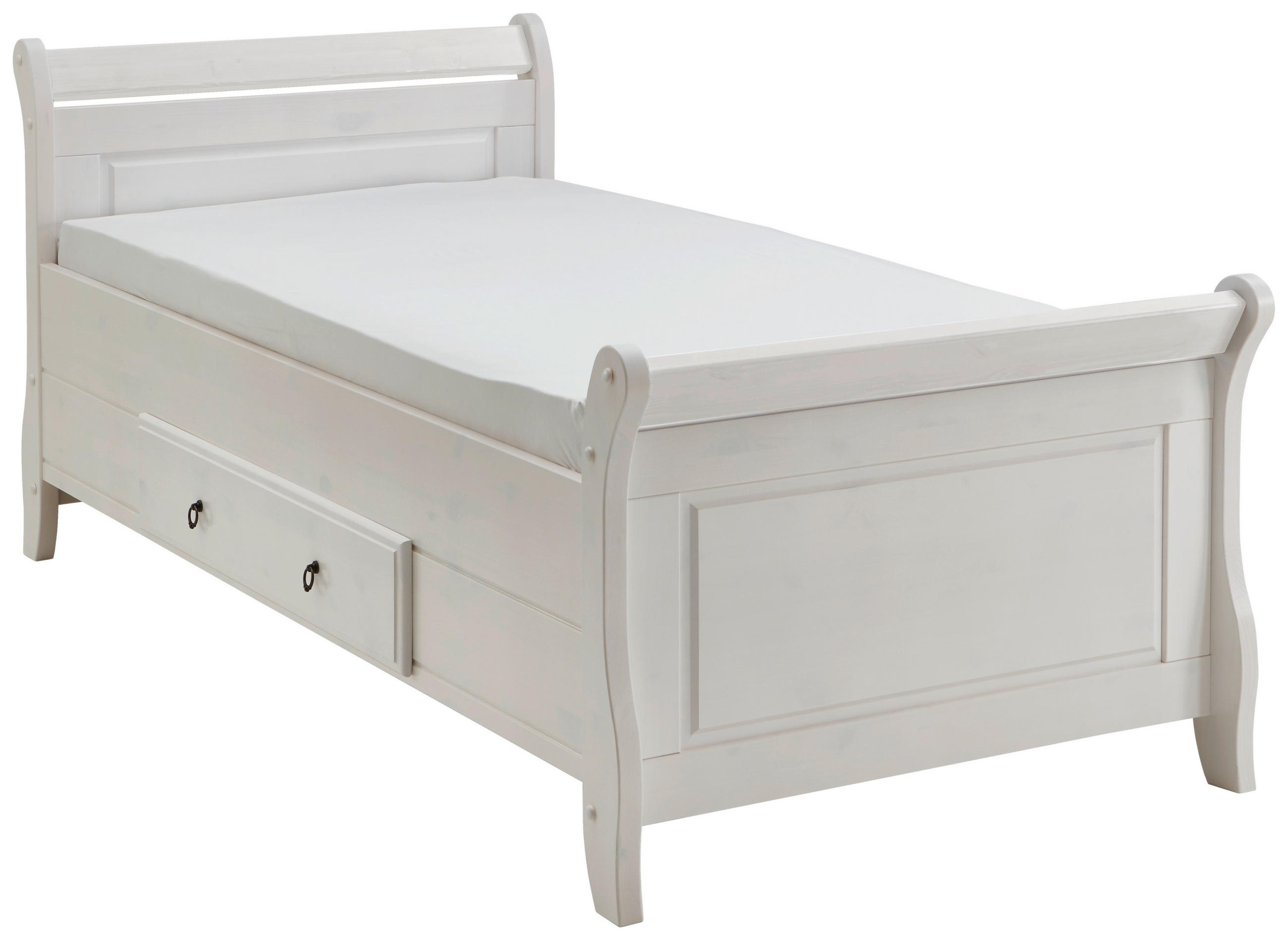 BETT 90/200 cm  in Weiß  - Weiß, ROMANTIK / LANDHAUS, Holz (90/200cm) - Boxxx