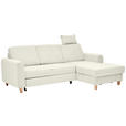 ECKSOFA Creme Flachgewebe  inkl. Bettkasten, Schlaffunktion, Rücken echt, Kopfstütze, Liegefläche im Originalstoff  - Buchefarben/Creme, KONVENTIONELL, Holz/Textil (241/166cm) - Carryhome