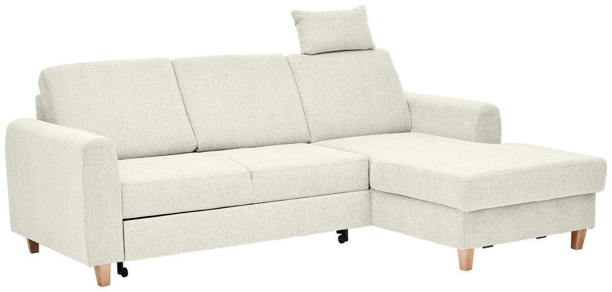 ECKSOFA Creme Flachgewebe  - Buchefarben/Creme, KONVENTIONELL, Holz/Textil (241/166cm) - Carryhome