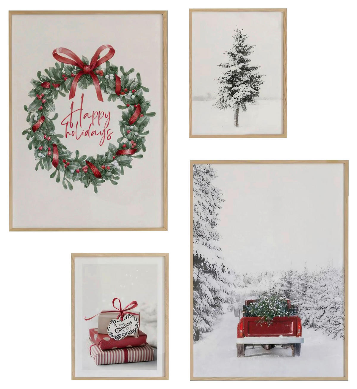 BILDERSET - Rot/Weiß, Basics, Holzwerkstoff - X-Mas