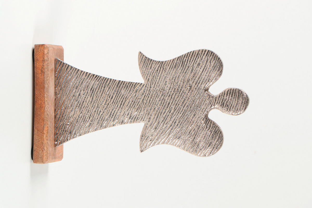 DEKOENGEL  - Naturfarben/Nickelfarben, LIFESTYLE, Holz/Metall (14/25,5/6cm) - X-Mas