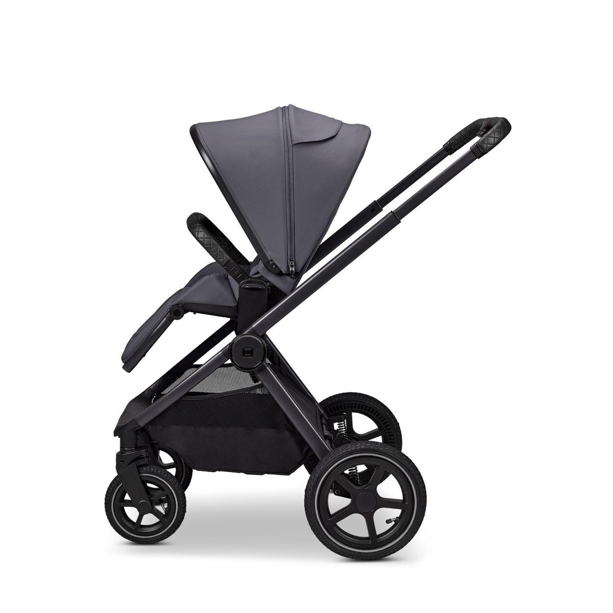 KINDERWAGENSET  GIO FOLD SET AIR  graphite  - Hellgrau/Grau, Basics, Textil/Metall (120/58/92cm) - Moon Edition