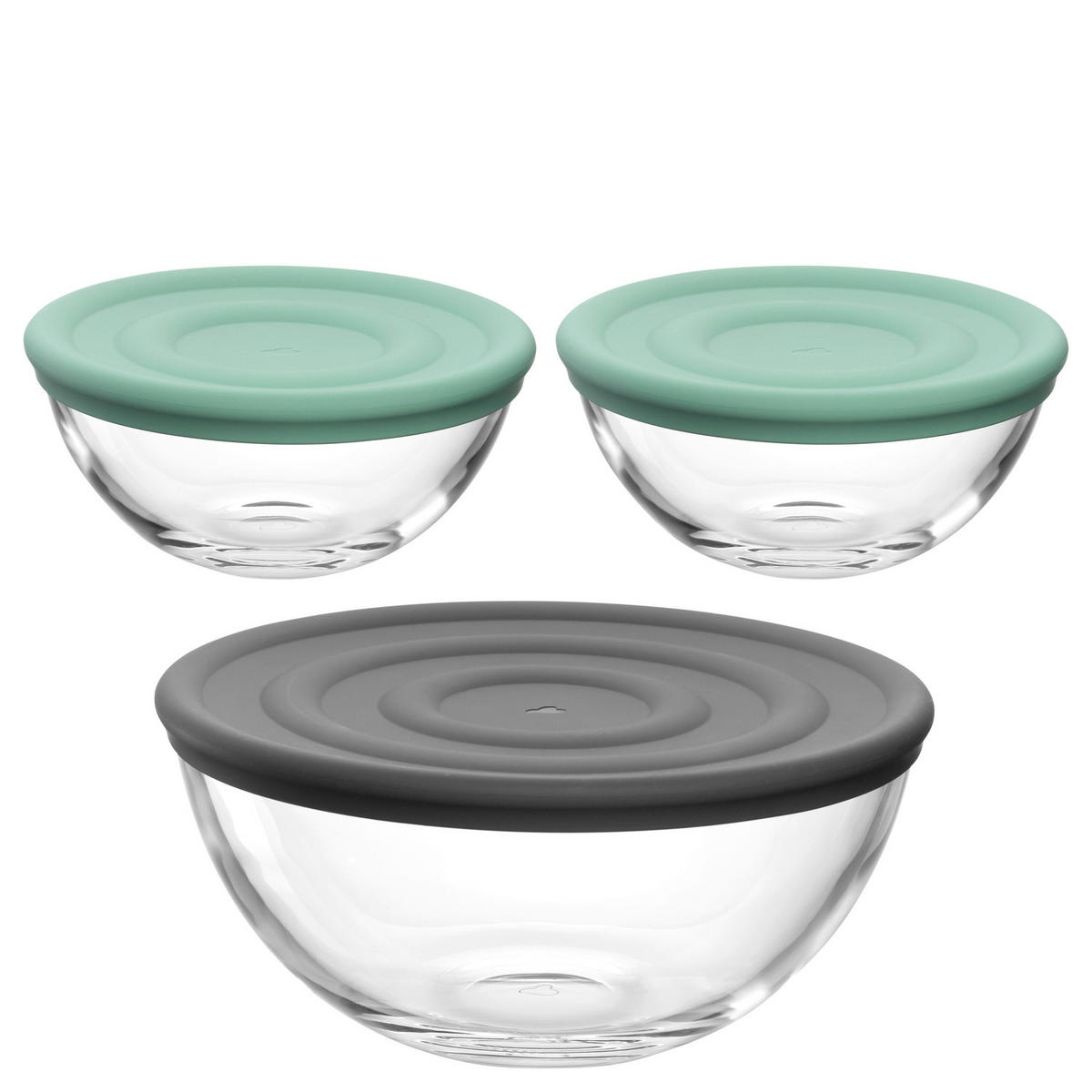 SCHÜSSELSET CUCINA 6-teilig  - Dunkelgrau/Transparent, Design, Glas/Kunststoff (23,30/15,30/23,30cm) - Leonardo