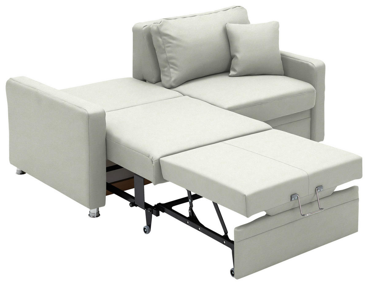 SCHLAFSOFA  in Chenille Weiß  - Chromfarben/Weiß, KONVENTIONELL, Textil/Metall (186/90/100cm) - Beldomo Style