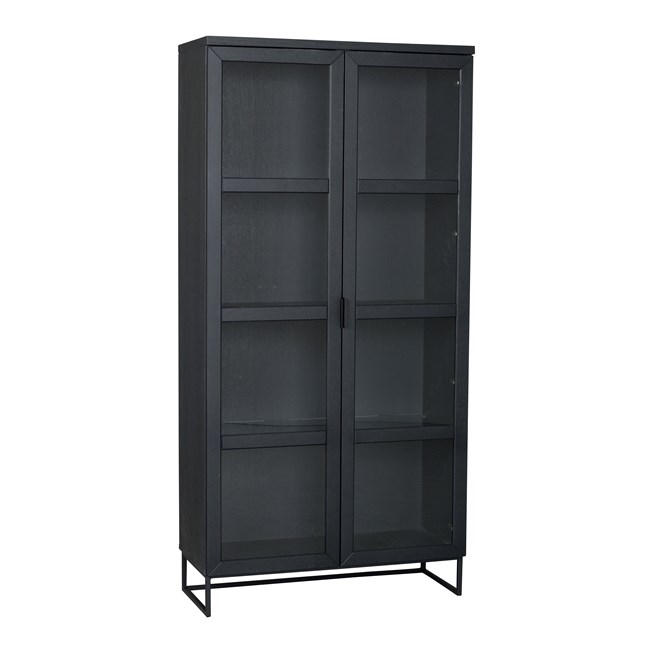 VITRINSKÅP i delar i massivt trä ek svart, transparent  - svart/ekfärgad, Modern, metall/trä (95/195/41cm) - Rowico