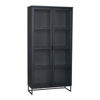 VITRINSKÅP i delar i massivt trä ek svart, transparent  - svart/transparent, Modern, metall/trä (95/195/41cm) - Rowico