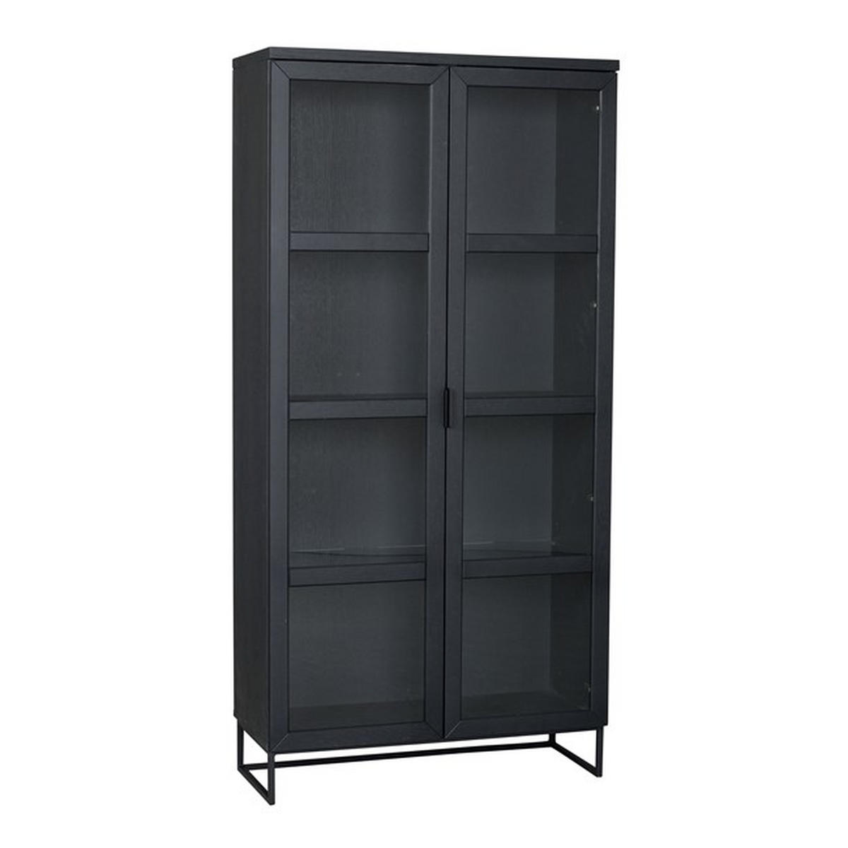VITRINSKÅP i delar i massivt trä ek svart, transparent  - svart/transparent, Modern, metall/trä (95/195/41cm) - Rowico