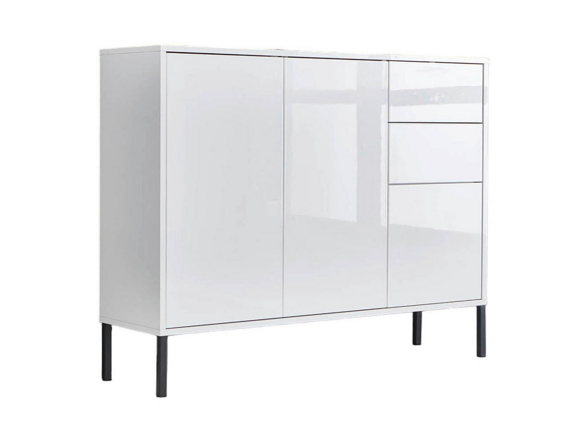 KOMMODE Mailand Typ 10 + MF  in 105,5/86/33 cm  - Weiß Hochglanz/Anthrazit, MODERN, Holzwerkstoff/Metall (105,5/86/33cm) - MID.YOU