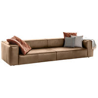 VIERSITZER-SOFA 300/66/104 cm around the block in Echtleder Fango  - Fango/Schwarz, MODERN, Leder/Kunststoff (300/66/104cm) - W.Schillig