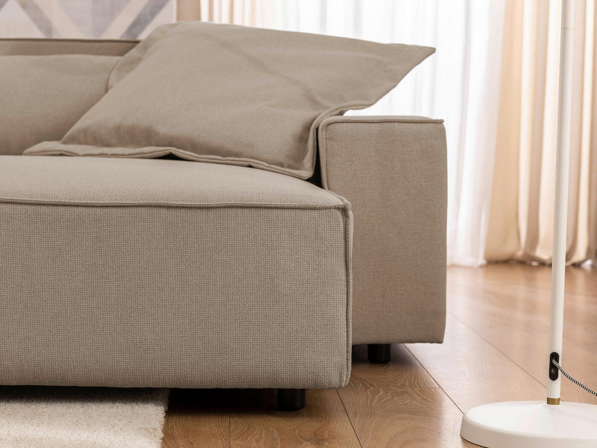 ECKSOFA Curduroy in Webstoff Hellbraun Rückenkissen  251/142 cm  - Hellbraun/Schwarz, Design, Kunststoff/Textil (251/142cm) - P & B