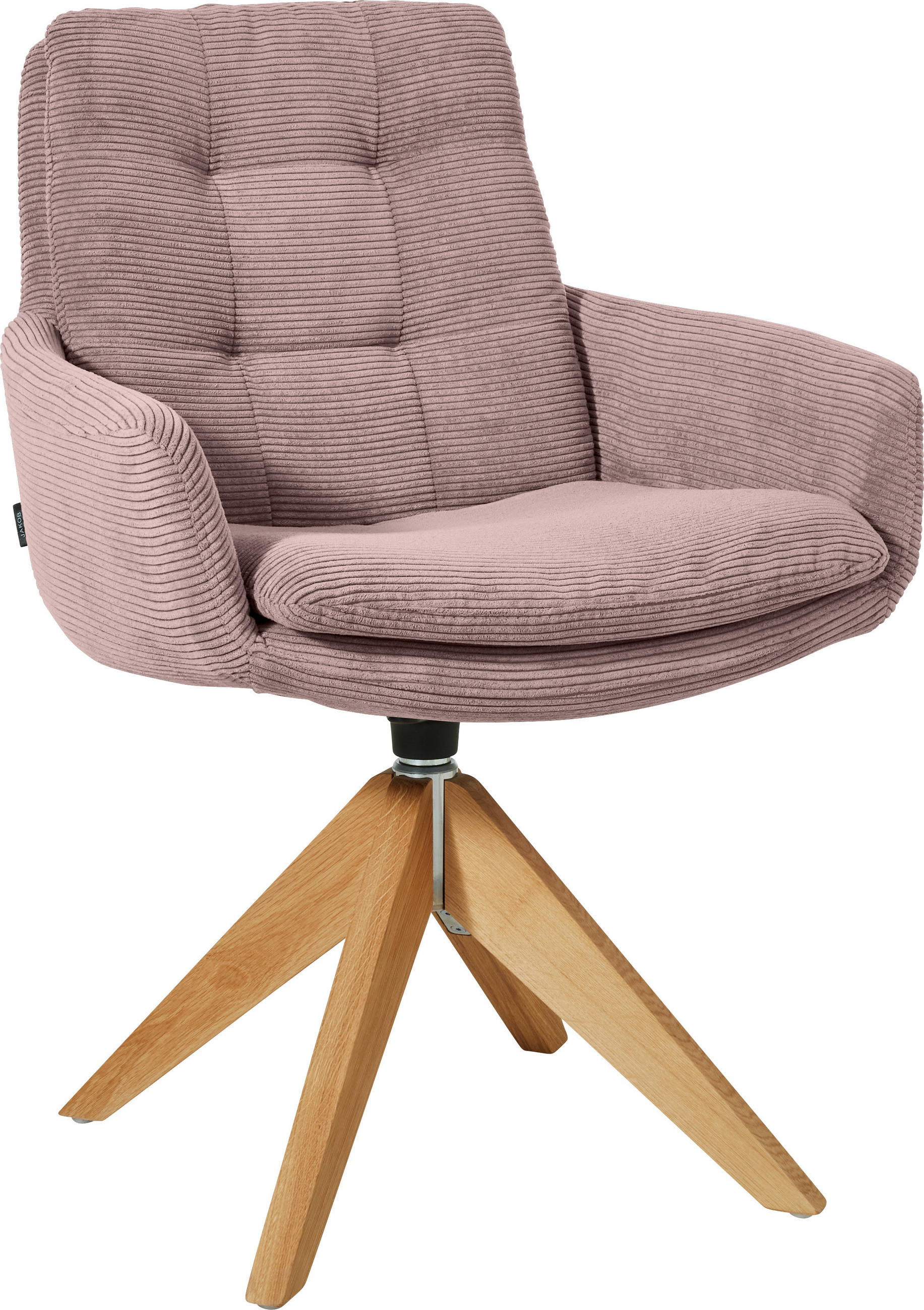 ARMLEHNSTUHL  in Cord  - Eichefarben/Altrosa, Design, Holz/Textil (63/90/69cm) - Johann Jakob