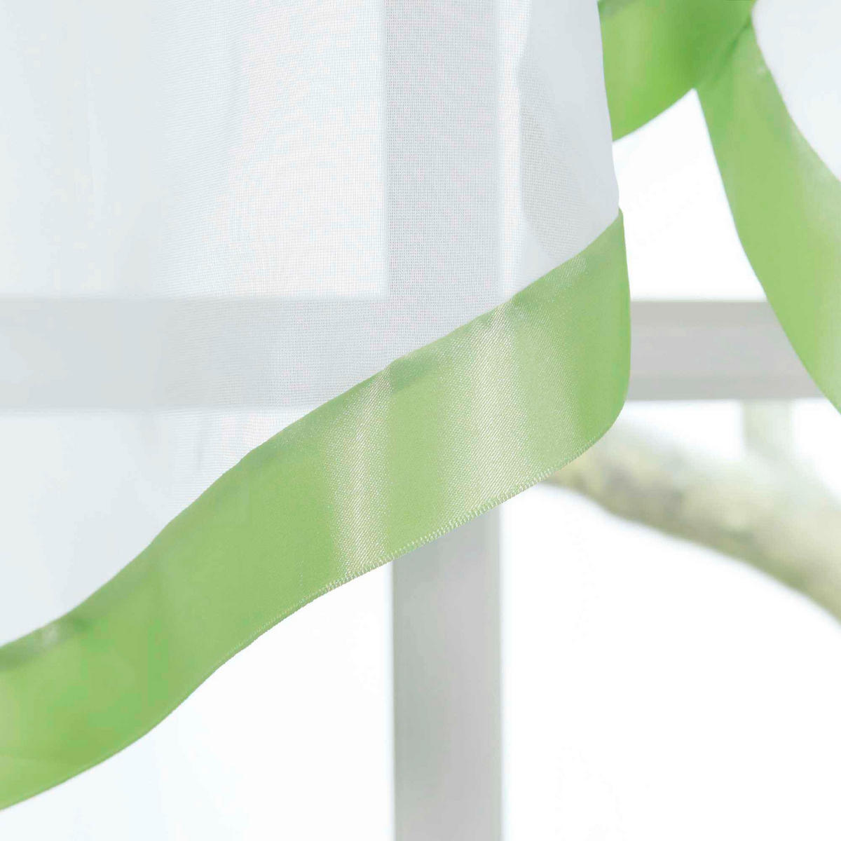 KURZGARDINE   300/100 cm   - Weiß/Grün, Basics, Textil (300/100cm)