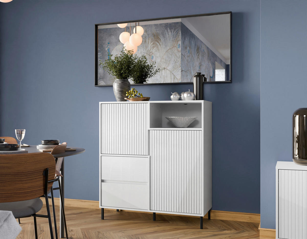 KOMMODE AVENALE  in 105,4/117,2/40 cm  - Schwarz/Weiß, Trend, Holzwerkstoff/Metall (105,4/117,2/40cm) - Hom`in