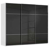 SCHWEBETÜRENSCHRANK 242/223/68 cm,  in Grau, Schwarz, 3 Tür(en)  - Chromfarben/Schwarz, KONVENTIONELL, Glas/Holzwerkstoff (242/223/68cm) - Novel
