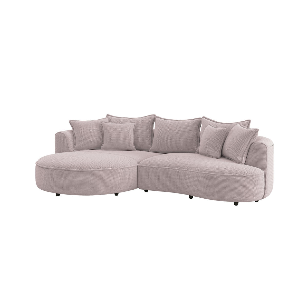 ECKSOFA in Velours, Struktur Hellrosa  - Hellrosa/Schwarz, Modern, Kunststoff/Textil (168/287cm) - Livetastic