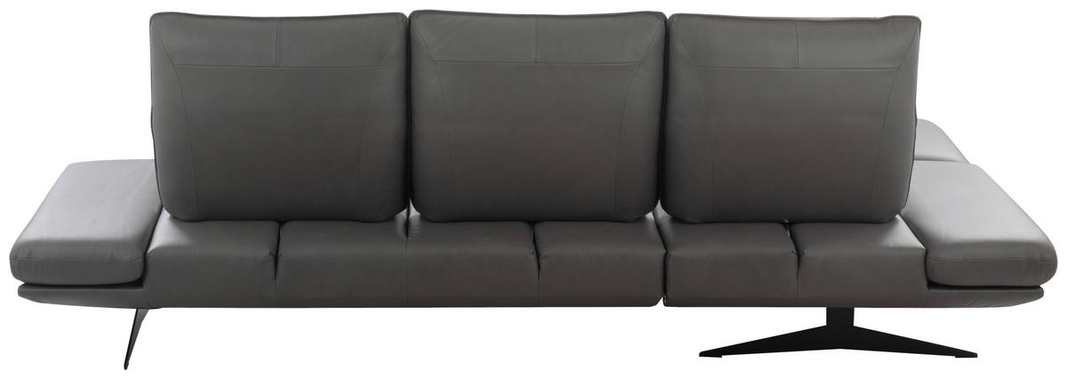 Colțar, piele, gri închis - gri închis/negru, Design, metal/piele (180/291cm) - Celina Home