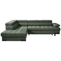 ECKSOFA in Webstoff Dunkelgrün  - Dunkelgrün/Schwarz, Design, Textil/Metall (223/263cm) - Welnova