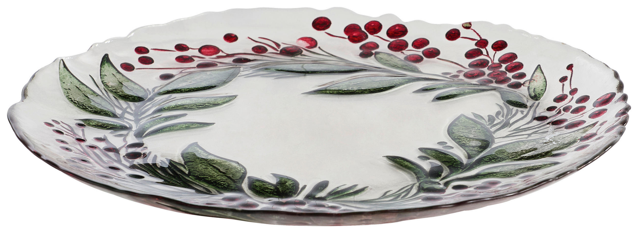 PODLOŽKA POD TALÍŘ  33 cm   - smaragdově zelená/červená, Lifestyle, sklo (33cm) - X-Mas