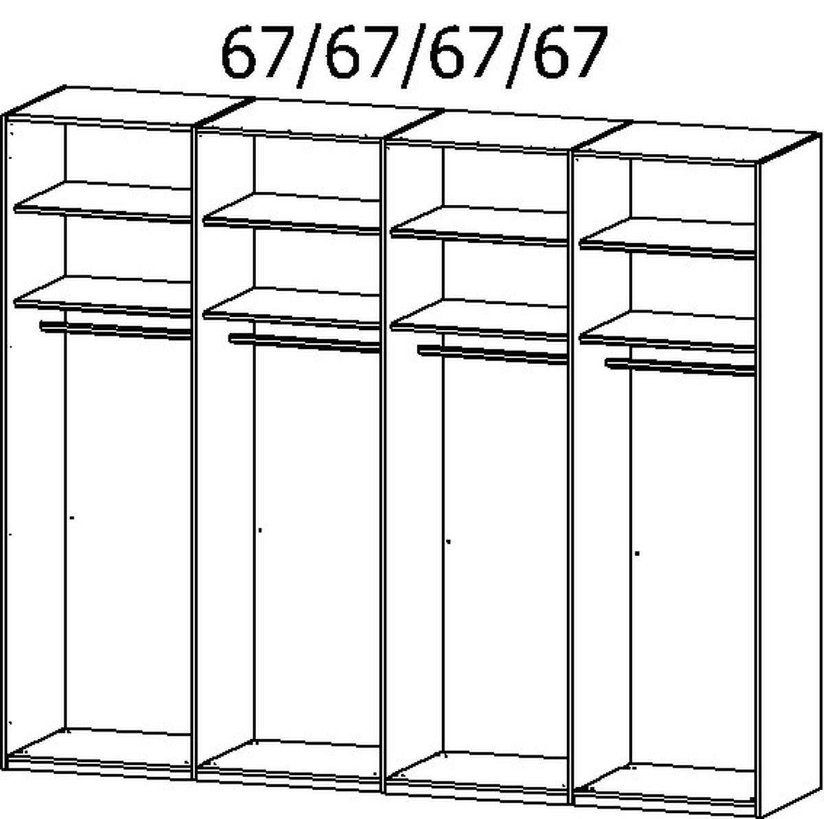 SCHWEBETÜRENSCHRANK 271/223/68 cm 4-türig Weiß, Eiche Artisan  - Chromfarben/Weiß, Design, Glas/Holzwerkstoff (271/223/68cm) - Novel