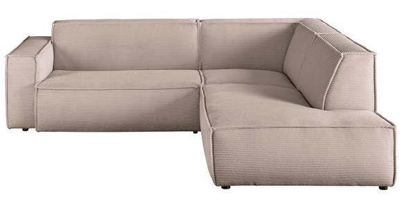 ECKSOFA in Cord Taupe 254/224 cm - Taupe/Schwarz, KONVENTIONELL, Kunststoff/Textil (254/224cm) - Hom`in