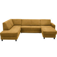 WOHNLANDSCHAFT in Webstoff Honig  - Schwarz/Honig, Design, Holz/Textil (198/296/165cm) - Xora