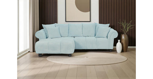 ECKSOFA  in Plüsch Mintgrün Zierkissen, Rückenkissen, Rücken echt  190/288 cm  - Dunkelbraun/Mintgrün, KONVENTIONELL, Holz/Textil (190/288cm) - Carryhome